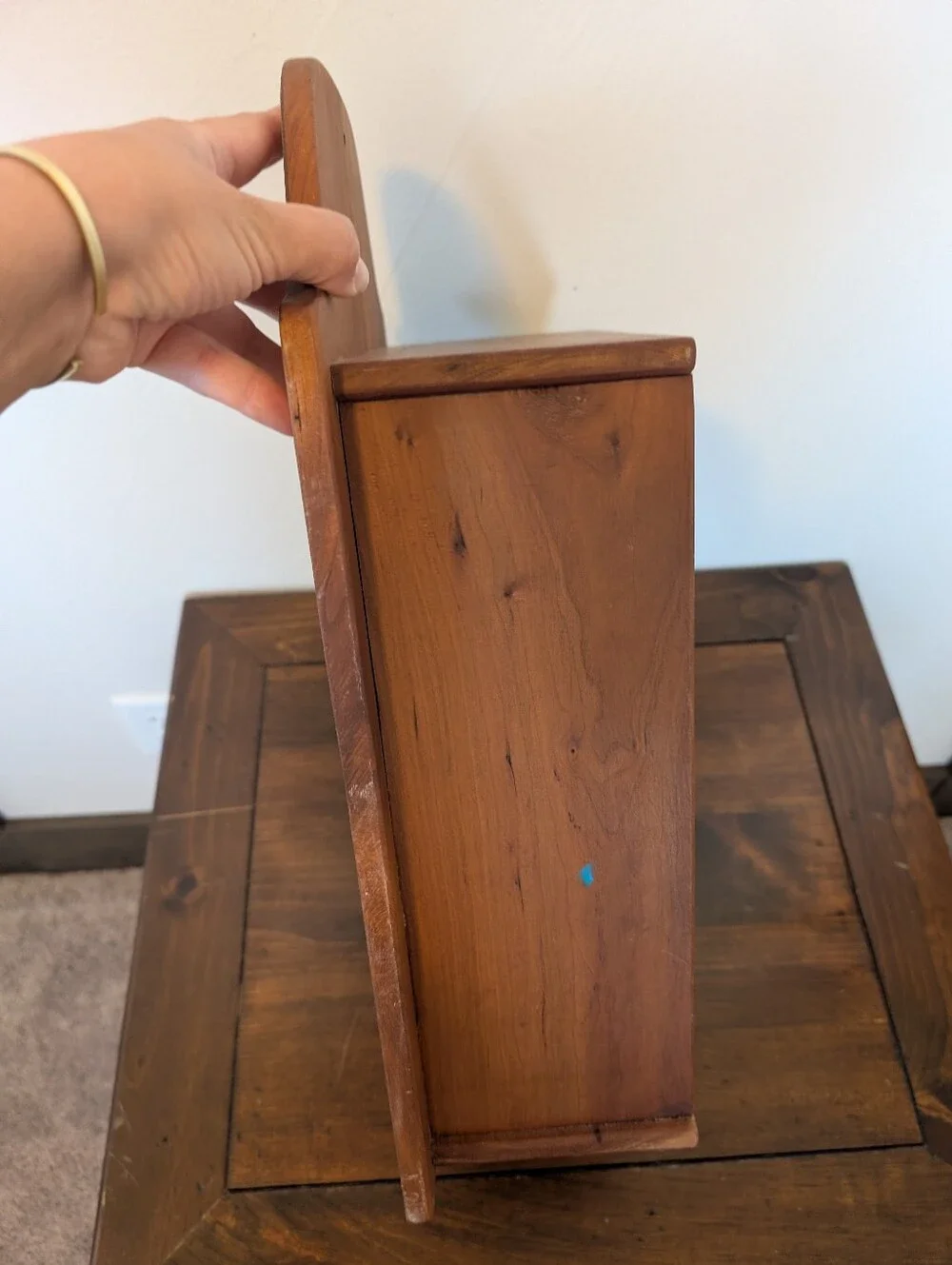 Vintage, solid wood, hanging curio cabinet
